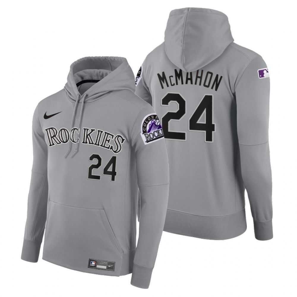 Men Colorado Rockies 24 Mcmahon gray road hoodie 2021 MLB Nike Jerseys